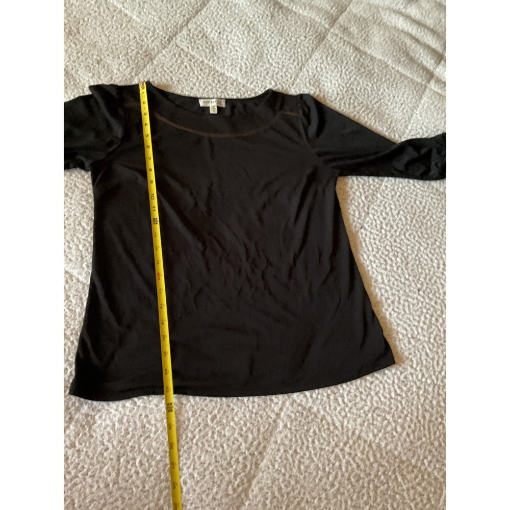 Faith and Joy Blouse Womens Small Black Excellent 3/4 Sleeve Boat Neck Top - Picture 3 of 4